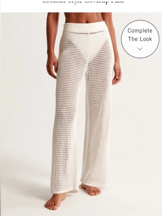 Abercrombie & Fitch Pants - Abercrombie & Fitch Cream Crochet Wide-Leg Cover-Up Pants